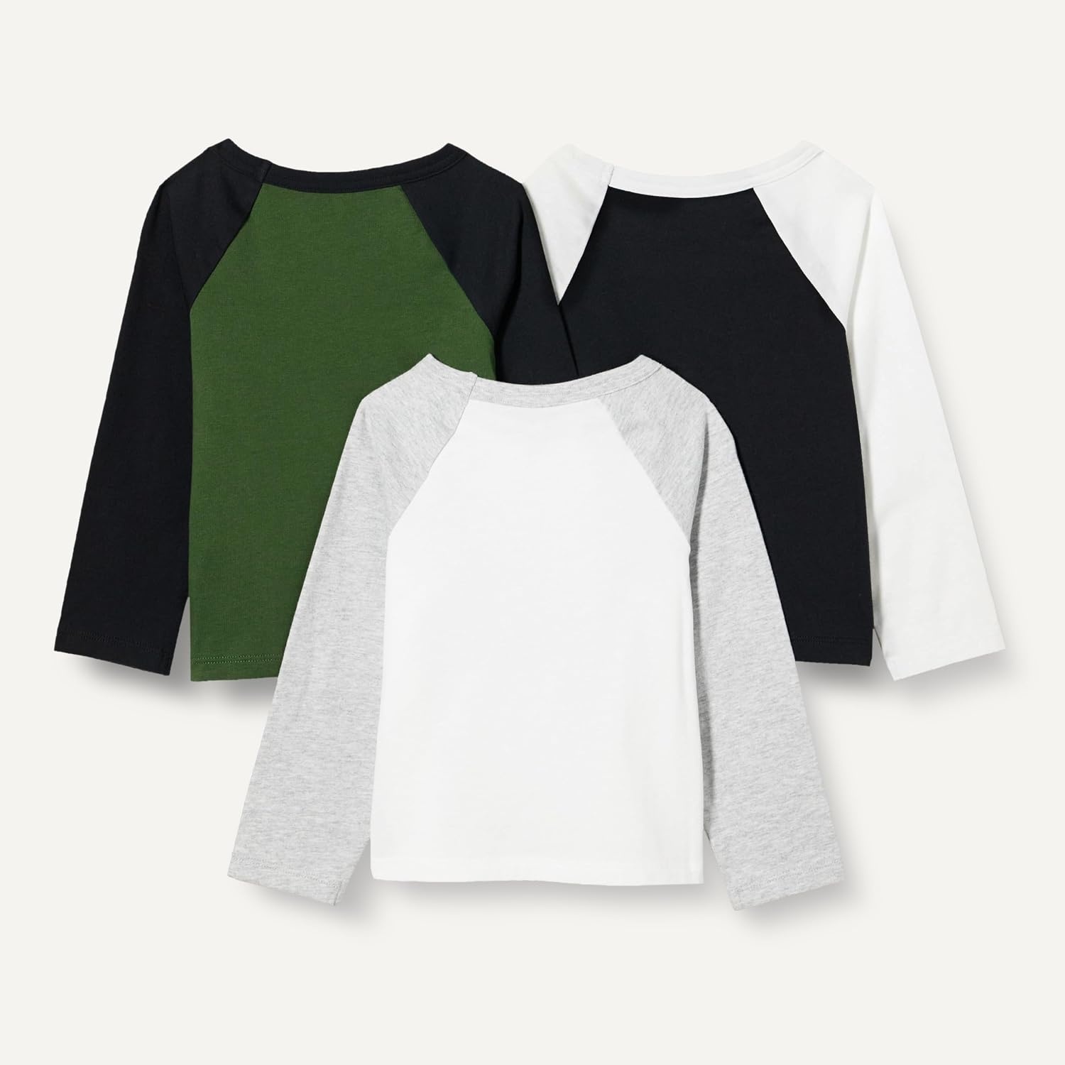 image:imageAmazon Essentials Boys and Toddlers Long Sleeve Cotton Jersey Tshirts Pack of 3BlackDark OliveWhite
