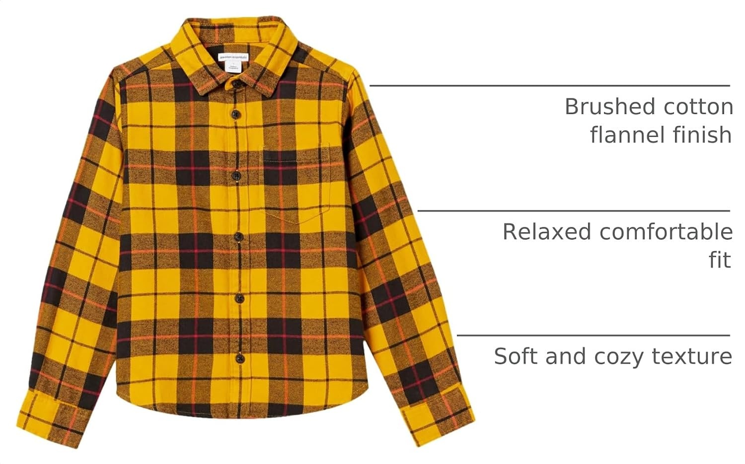 image:imageAmazon Essentials Boys and Toddlers Long Sleeve Flannel Button Down ShirtYellow Plaid