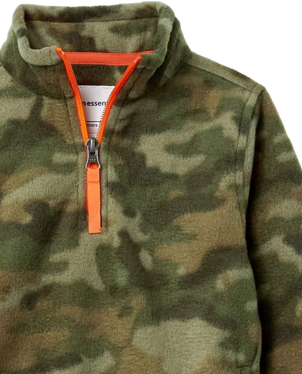 image:imageAmazon Essentials Boys and Toddlers Long Sleeve Midweight Polar Fleece QuarterZip Pullover JacketCamo Print