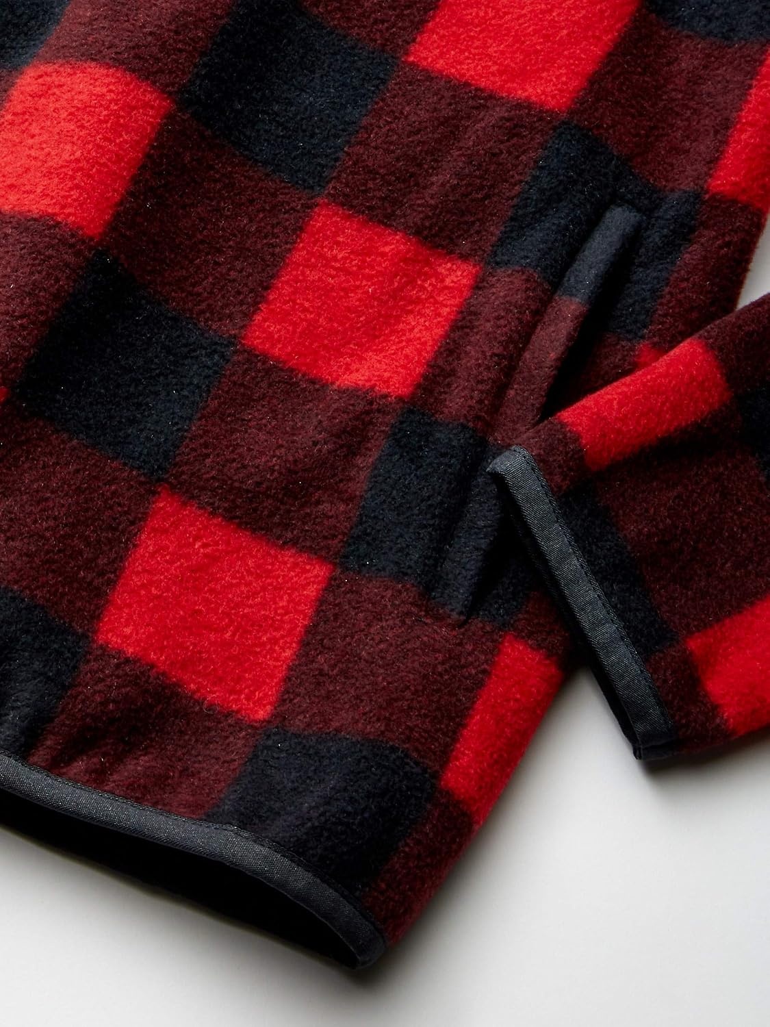image:imageAmazon Essentials Boys and Toddlers Long Sleeve Midweight Polar Fleece QuarterZip Pullover JacketRed Exploded Buffalo Check