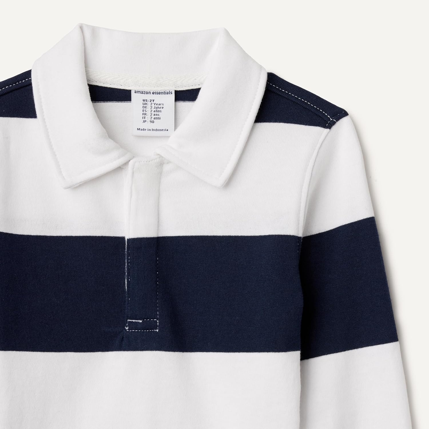 image:imageAmazon Essentials Boys and Toddlers Long Sleeve Rugby Polo ShirtNavy White Rugby Stripe