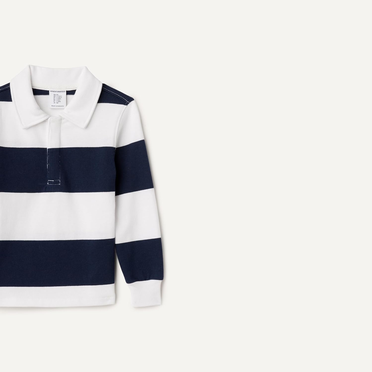 image:imageAmazon Essentials Boys and Toddlers Long Sleeve Rugby Polo ShirtNavy White Rugby Stripe