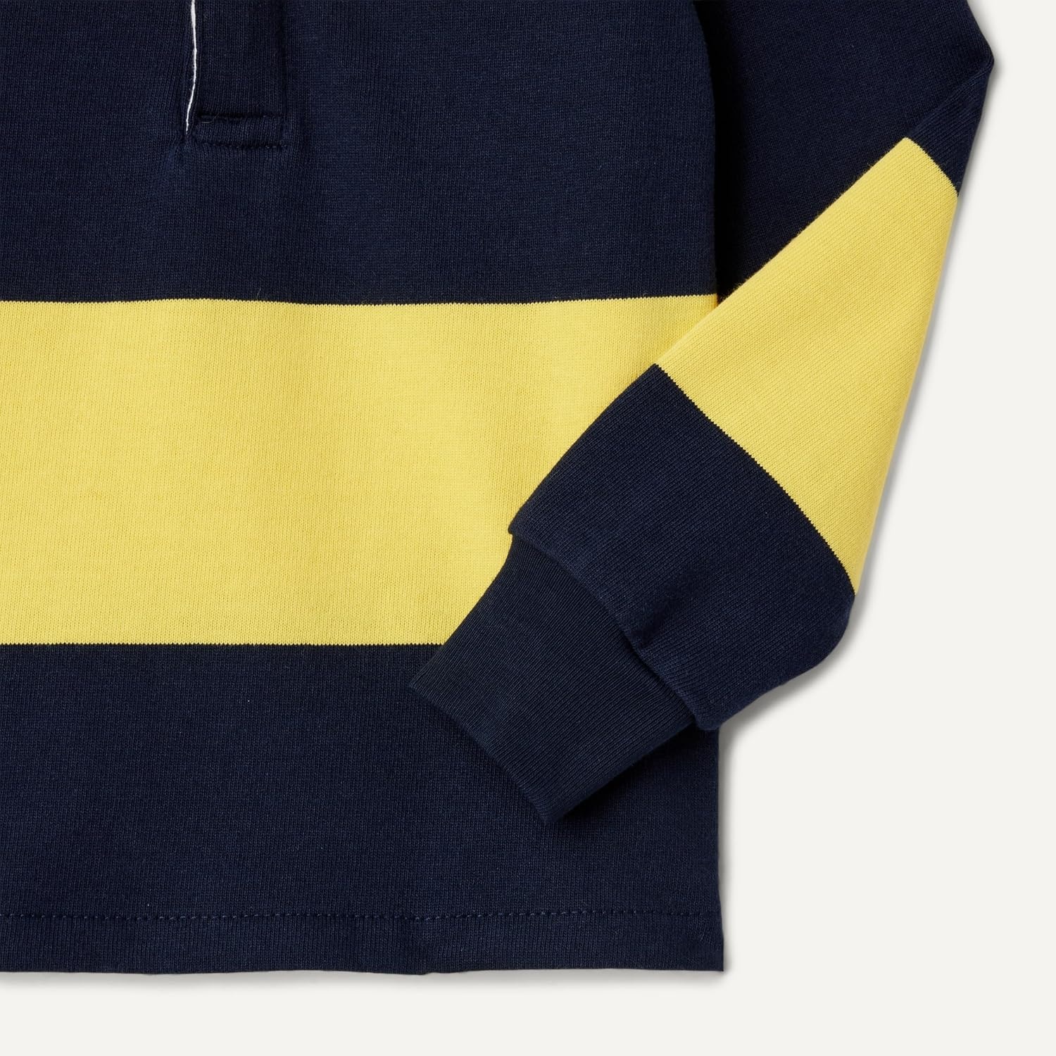 image:imageAmazon Essentials Boys and Toddlers Long Sleeve Rugby Polo ShirtNavy Yellow Rugby Stripe