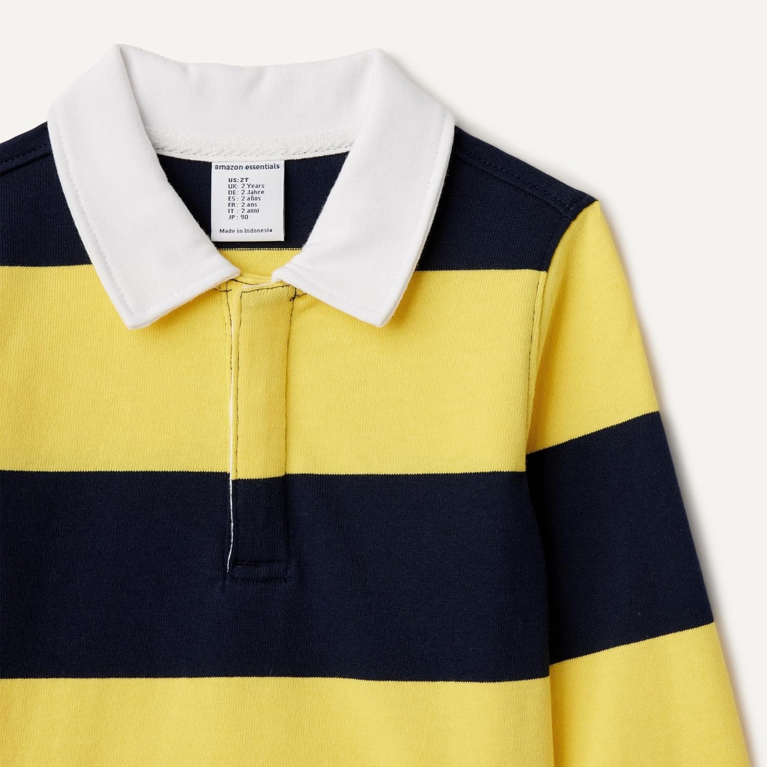image:imageAmazon Essentials Boys and Toddlers Long Sleeve Rugby Polo ShirtNavy Yellow Rugby Stripe