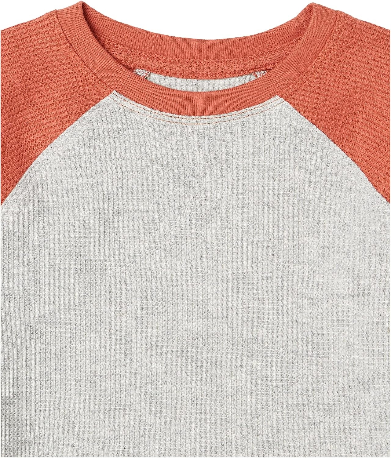image:imageAmazon Essentials Boys and Toddlers LongSleeve Cotton Thermal TShirt Base Layer Pack of 3BurgundyGreyOrange Rugby Stripe
