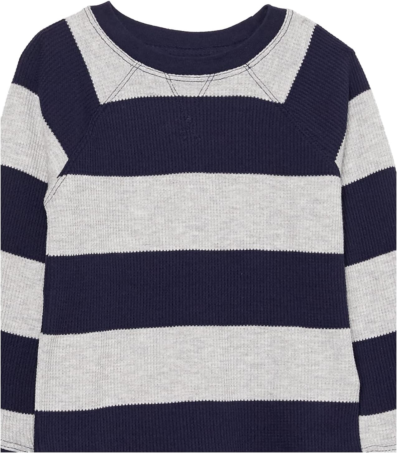 image:imageAmazon Essentials Boys and Toddlers LongSleeve Cotton Thermal TShirt Base Layer Pack of 3Dark GreyGrey Rugby StripeWhite