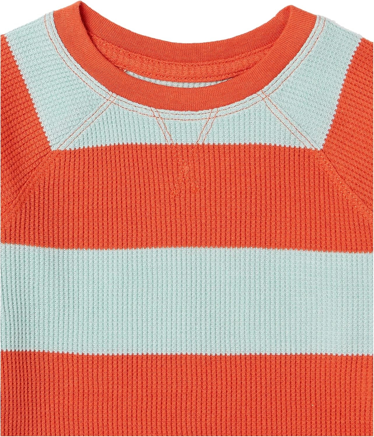 image:imageAmazon Essentials Boys and Toddlers LongSleeve Cotton Thermal TShirt Base Layer Pack of 3Rust Multi Rugby Stripe