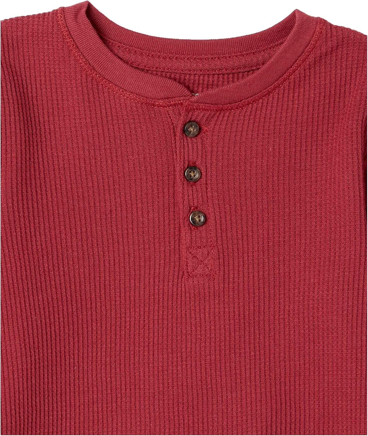 image:imageAmazon Essentials Boys and Toddlers LongSleeve Cotton Thermal TShirt Base Layer Pack of 3Rust Multi Rugby Stripe