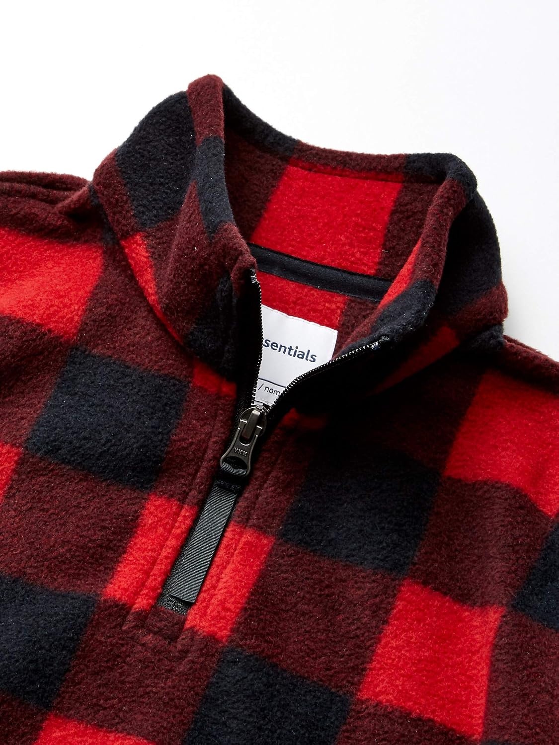 image:imageAmazon Essentials Boys and Toddlers Midweight Polar Fleece QuarterZip Pullover Jacket Long SleeveExploded Red Buffalo Check