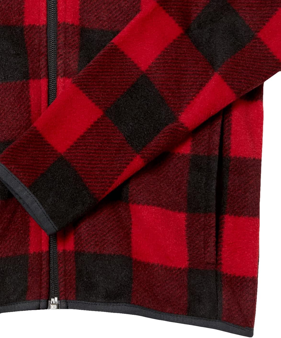 image:imageAmazon Essentials Boys and Toddlers Polar Fleece FullZip Hooded Long Sleeve Insulated Coat JacketRed Buffalo Check
