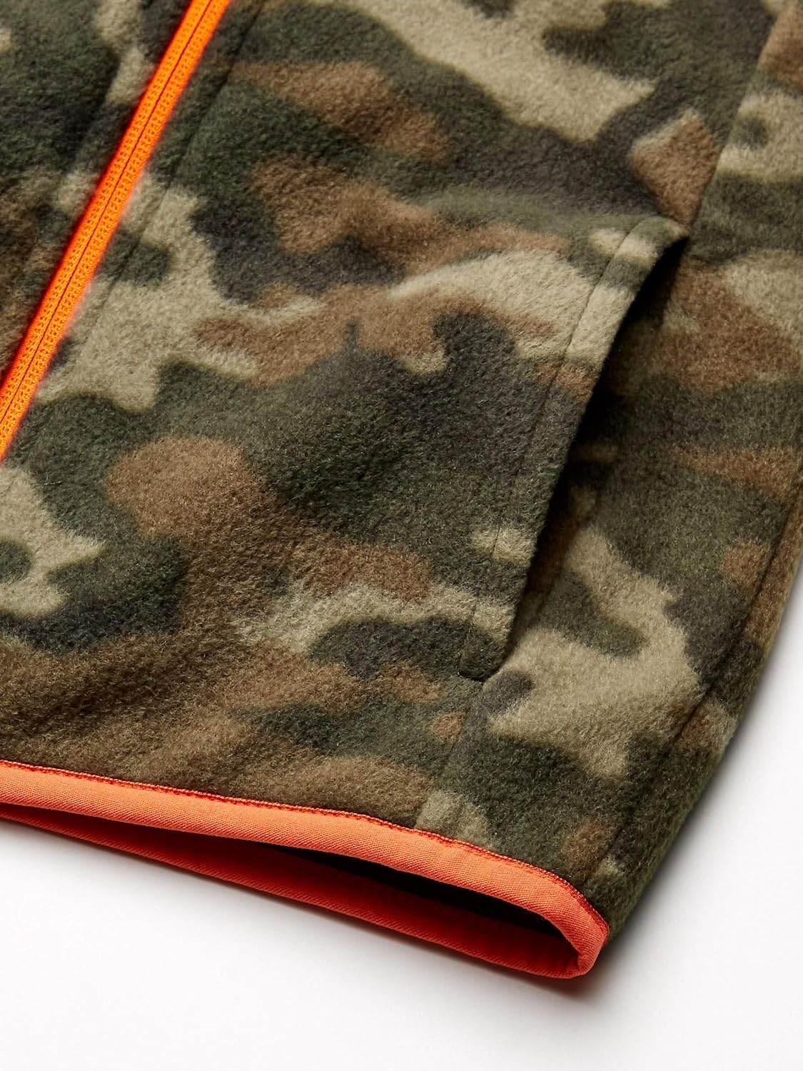 image:imageAmazon Essentials Boys and Toddlers Polar Fleece FullZip MockNeck VestDark Green Orange Camo