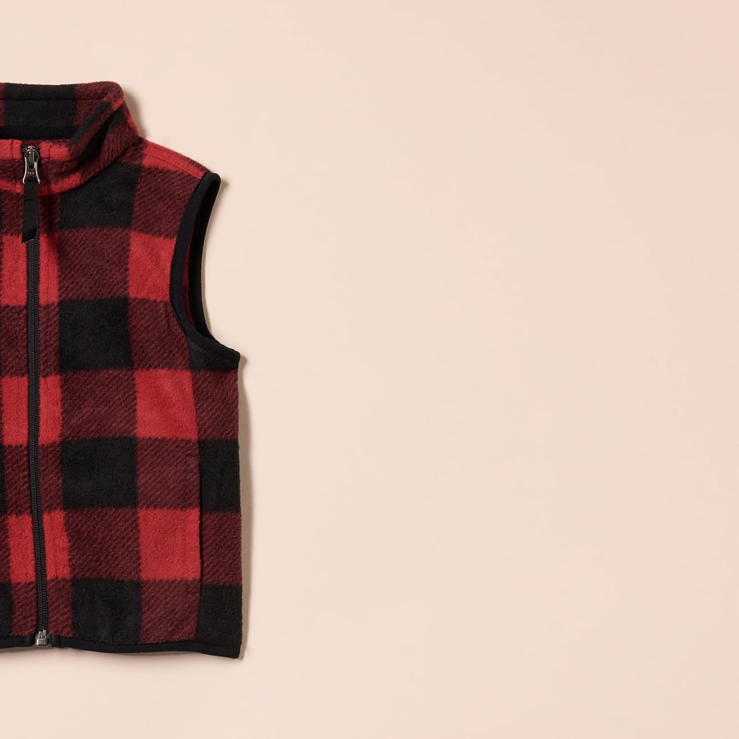 image:imageAmazon Essentials Boys and Toddlers Polar Fleece FullZip MockNeck VestRed Exploded Buffalo Check