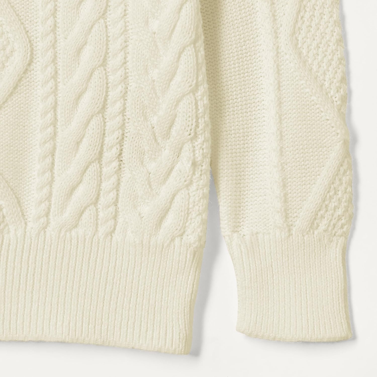 image:imageAmazon Essentials Boys and Toddlers QuarterZip Cotton CableKnit RelaxedFit SweaterEggshell White