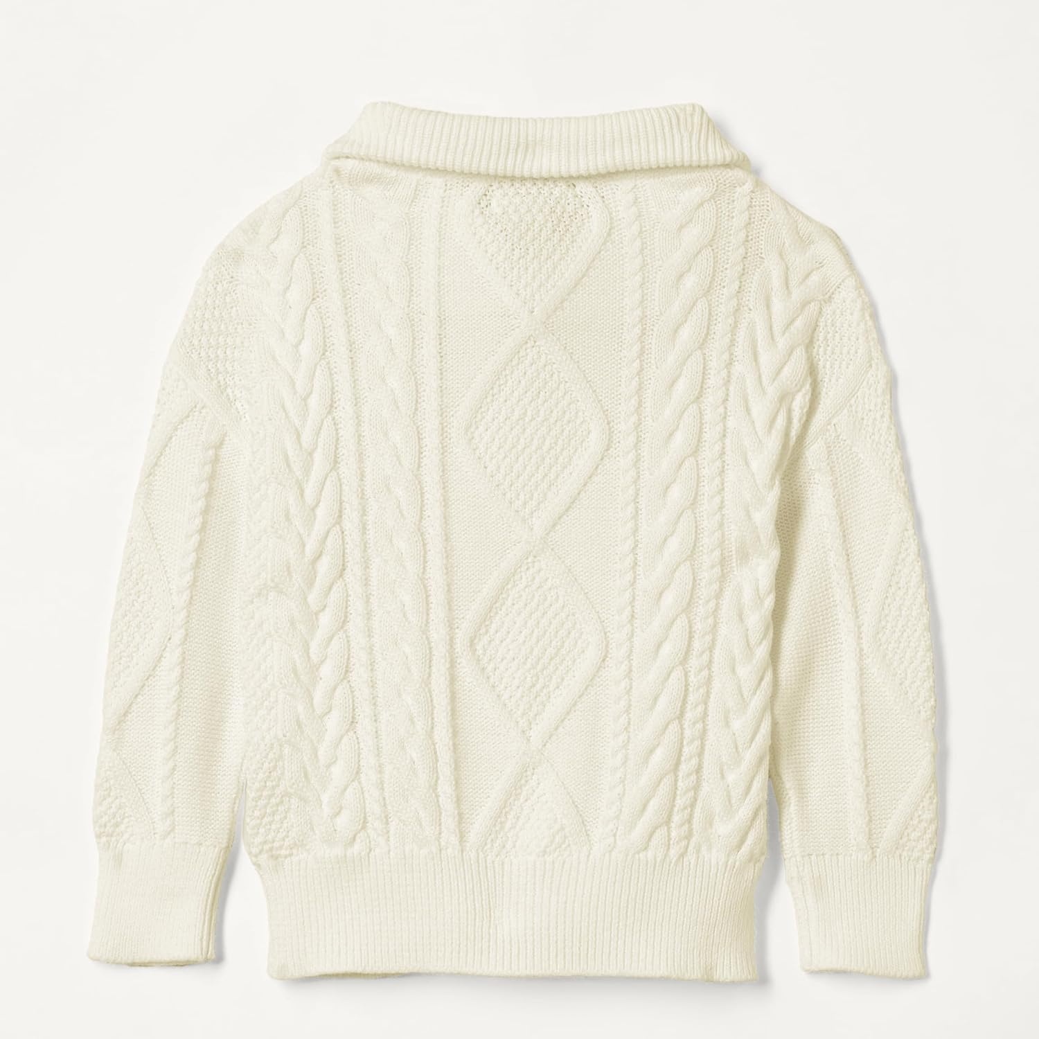 image:imageAmazon Essentials Boys and Toddlers QuarterZip Cotton CableKnit RelaxedFit SweaterEggshell White