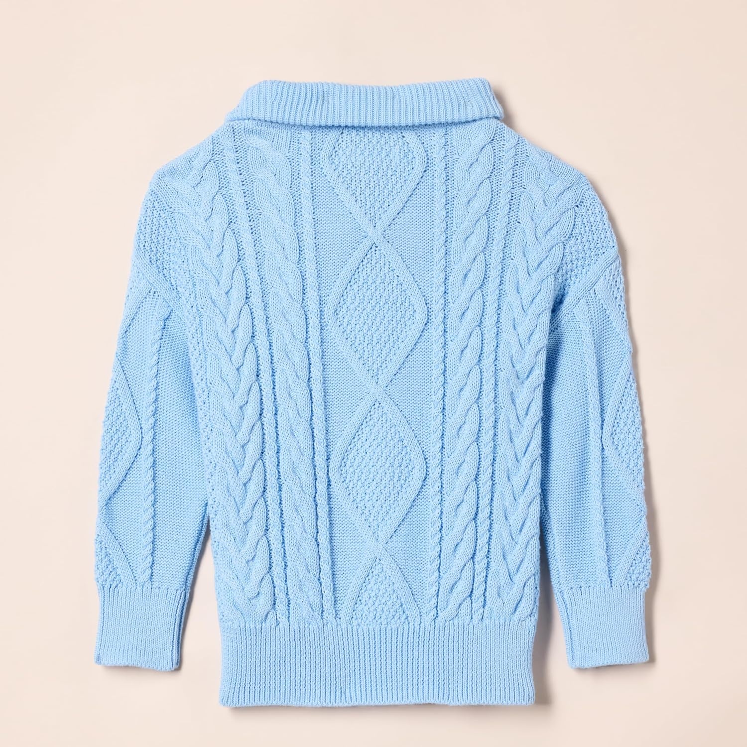 image:imageAmazon Essentials Boys and Toddlers QuarterZip Cotton CableKnit RelaxedFit SweaterPowder Blue