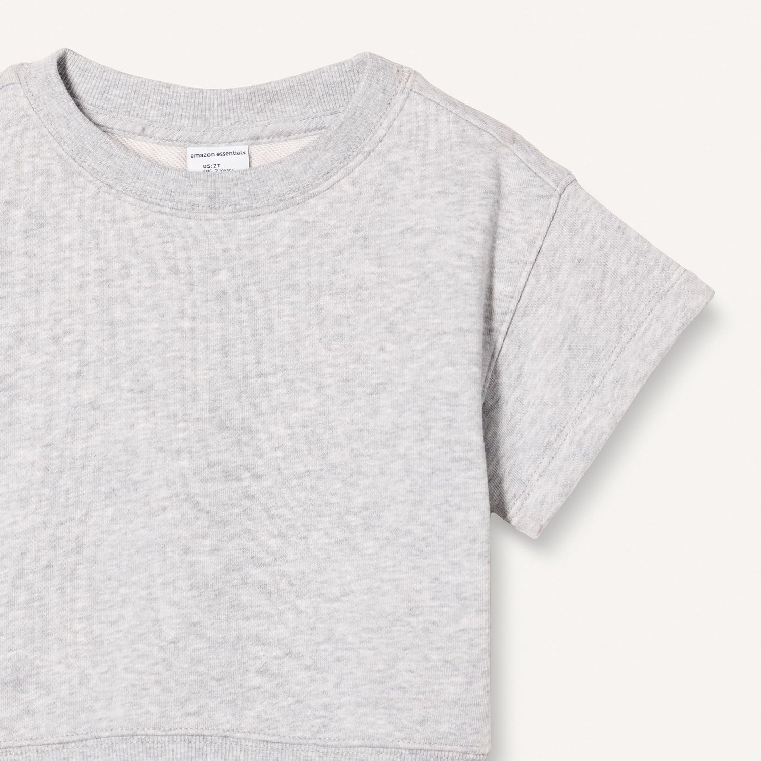 image:imageAmazon Essentials Boys and Toddlers Relaxed Fit Short Sleeve Sweatshirt and Shorts Set Pack of 2Light Grey Heather