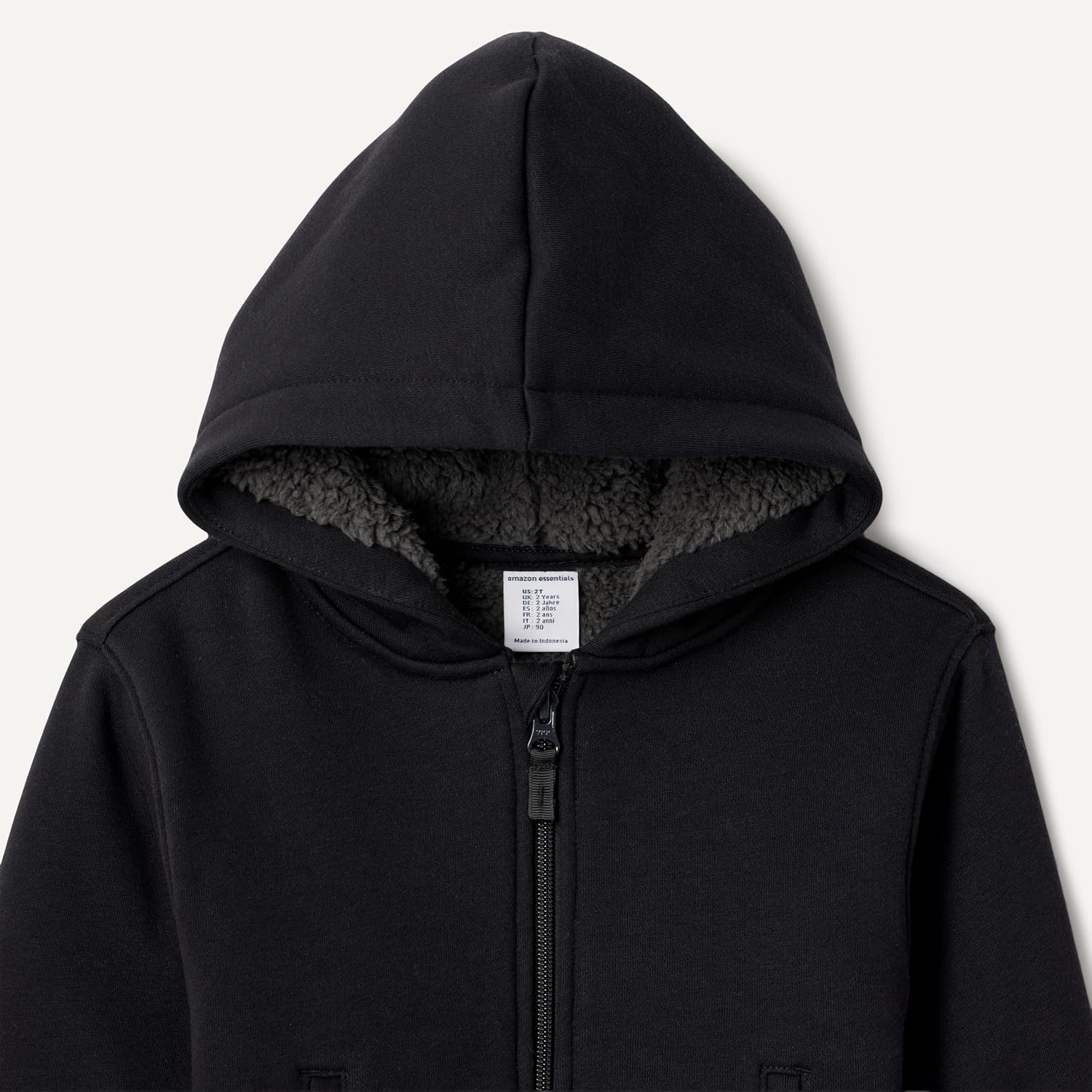 image:imageAmazon Essentials Boys and Toddlers SherpaLined ZipUp Hoodie SweatshirtBlack