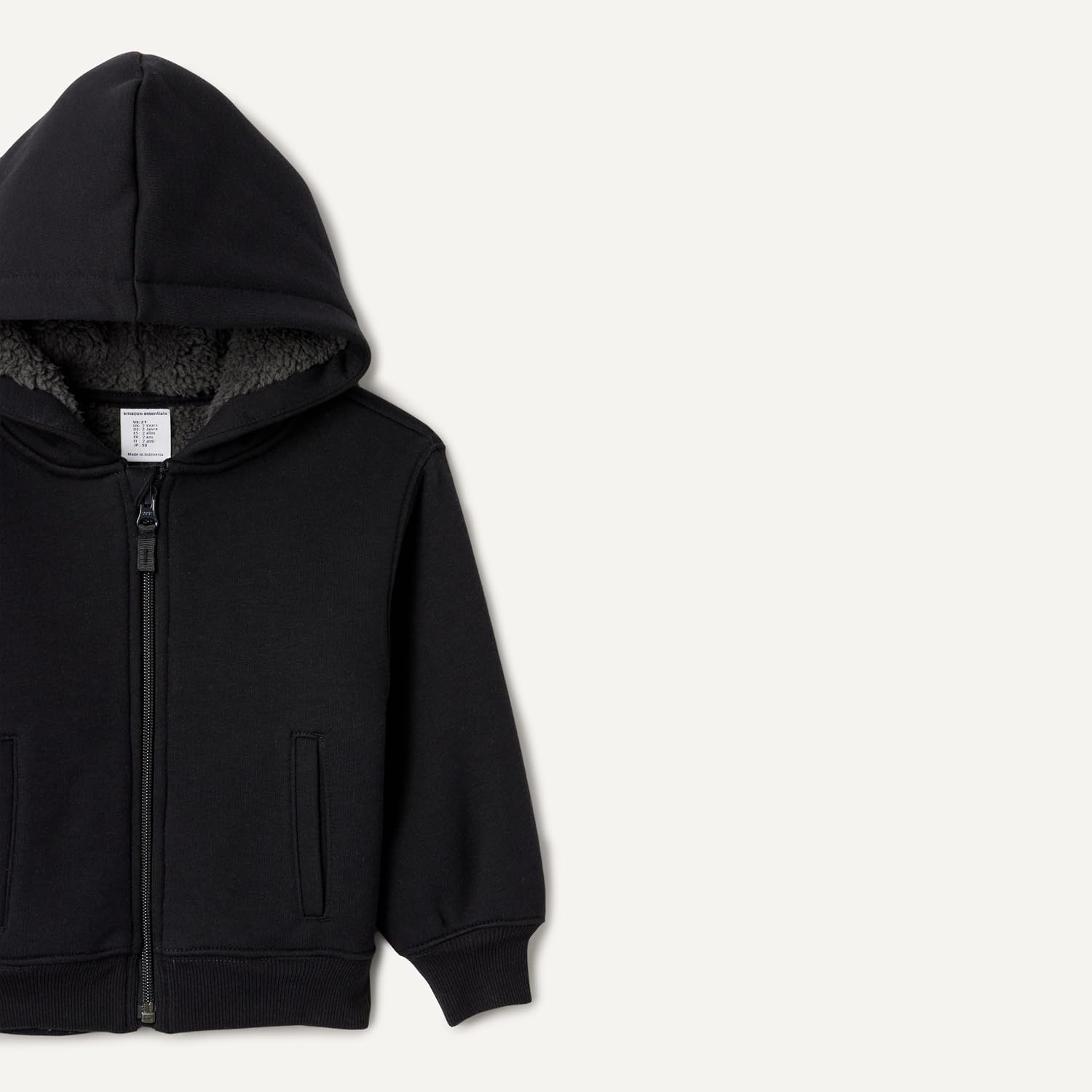 image:imageAmazon Essentials Boys and Toddlers SherpaLined ZipUp Hoodie SweatshirtBlack
