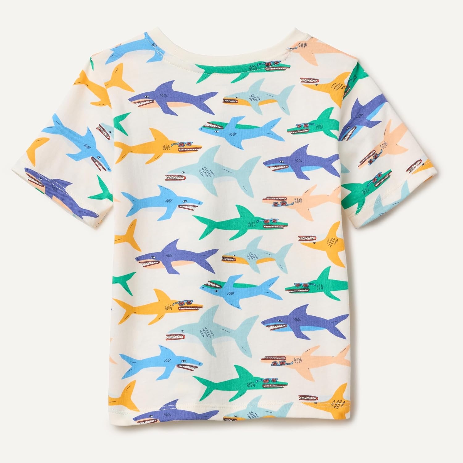 image:imageAmazon Essentials Boys and Toddlers Short Sleeve Tee Shirts Cotton Jersey MultipacksIvory Sharks