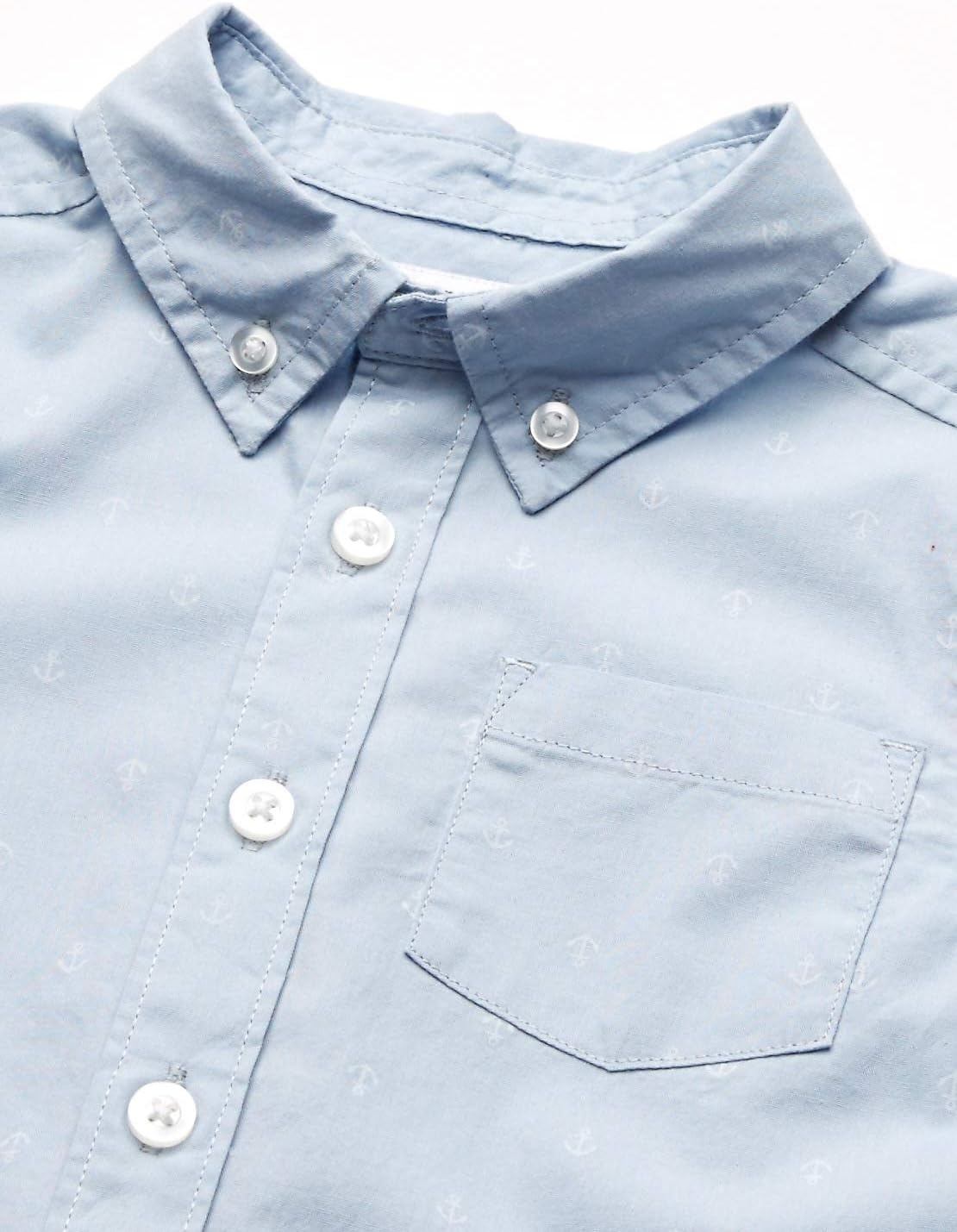 image:imageAmazon Essentials Boys and Toddlers ShortSleeve Woven Poplin Chambray ButtonDown Shirt