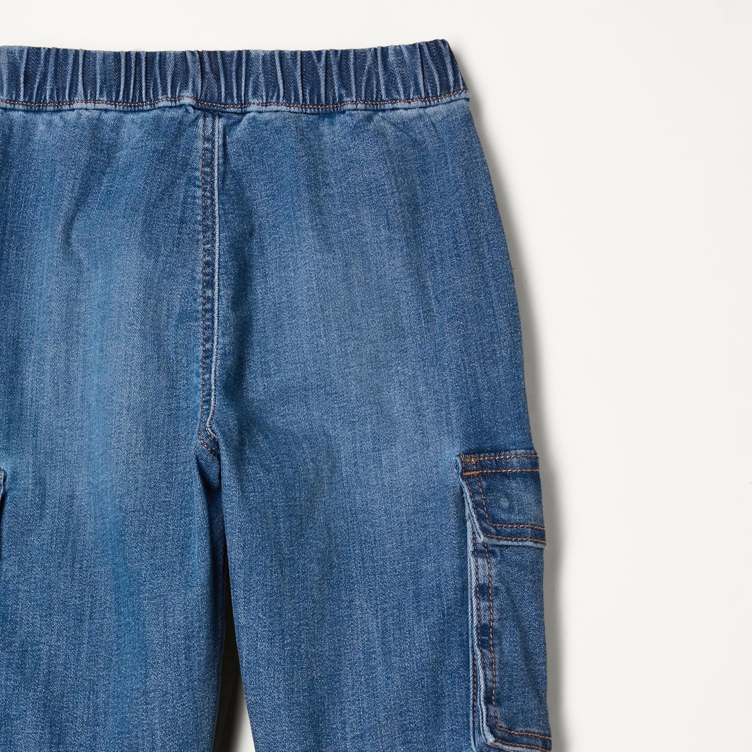 image:imageAmazon Essentials Boys and Toddlers Stretch Denim Cargo Jean with Elastic WaistIndigo