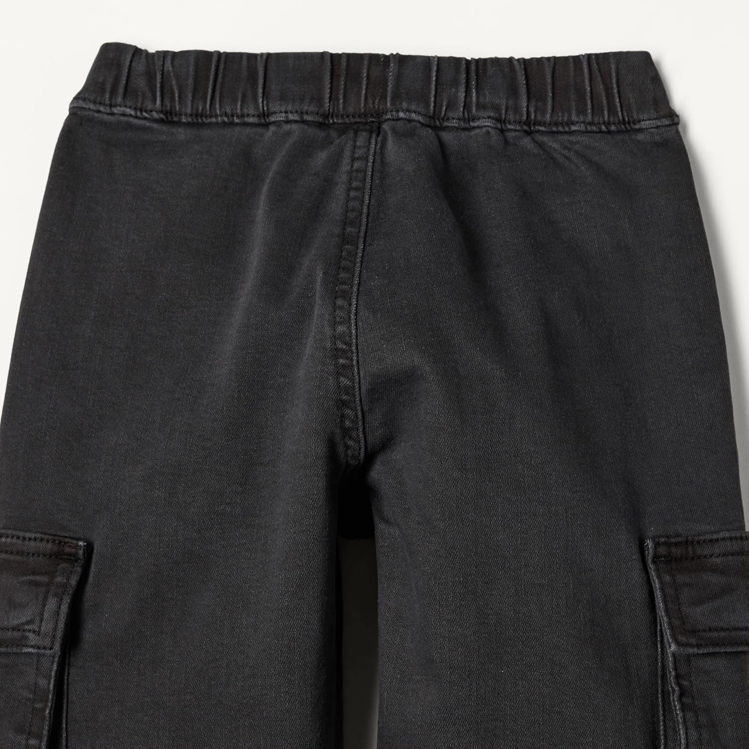 image:imageAmazon Essentials Boys and Toddlers Stretch Denim Cargo Jean with Elastic WaistWashed Black