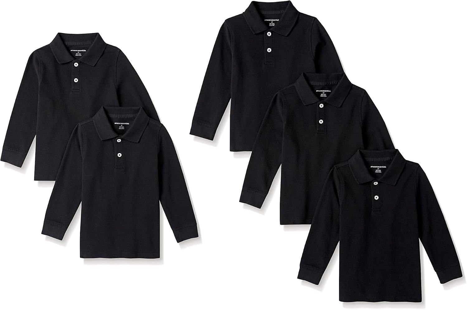 image:imageAmazon Essentials Boys and Toddlers Uniform Long Sleeve Pique Polo Shirt for School UniformBlack