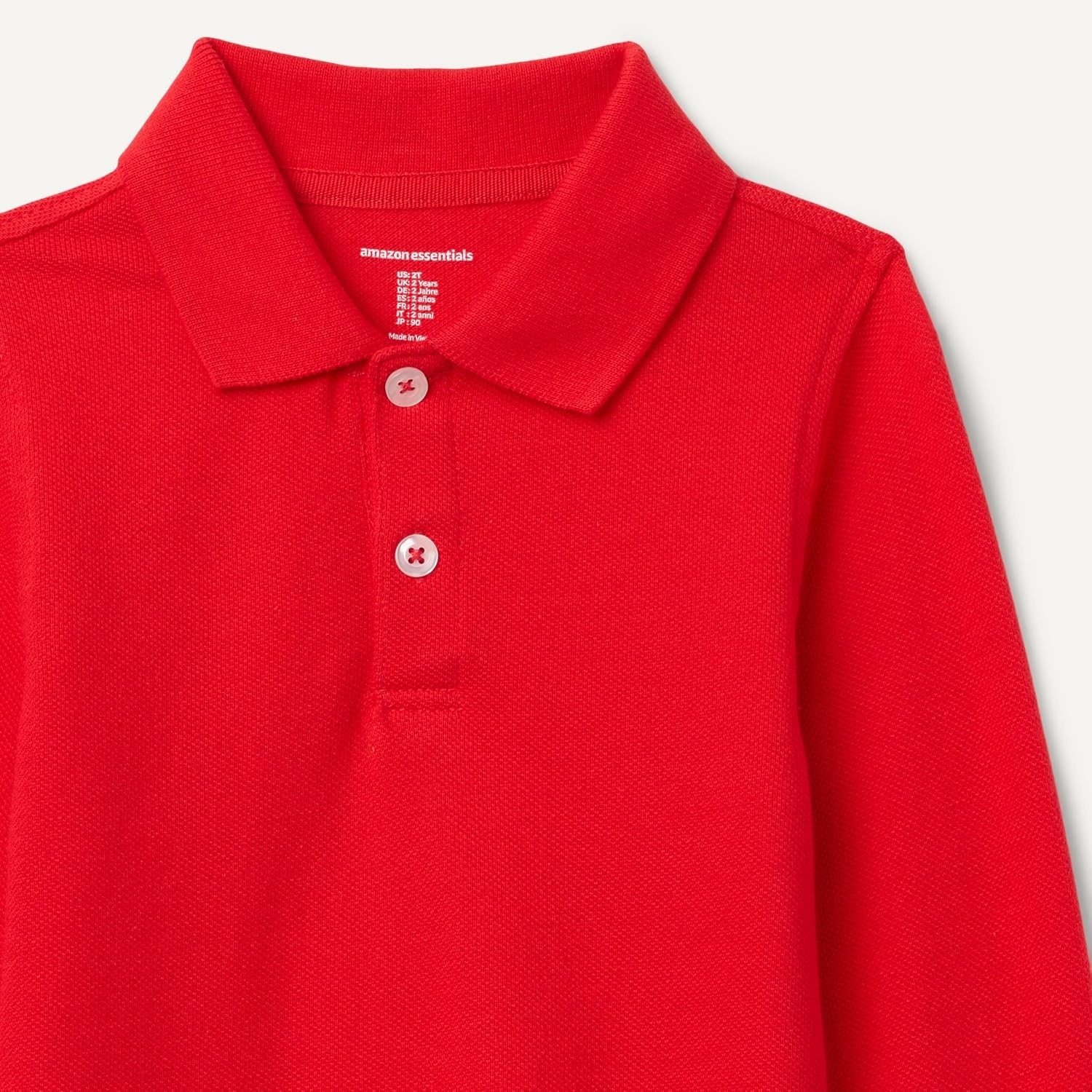 image:imageAmazon Essentials Boys and Toddlers Uniform Long Sleeve Pique Polo Shirt for School UniformBright Poppy Red