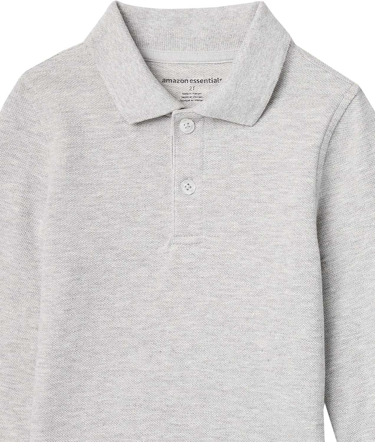 image:imageAmazon Essentials Boys and Toddlers Uniform Long Sleeve Pique Polo Shirt for School UniformGrey Heather