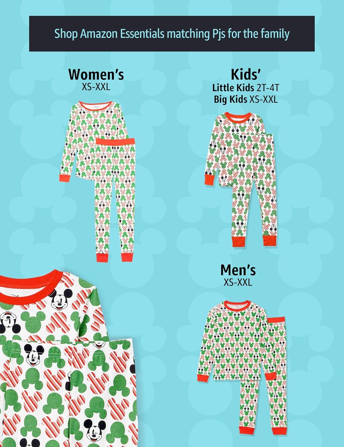 image:imageAmazon Essentials Disney Marvel Star Wars Boys and Toddlers SnugFit Cotton Pajama Sleepwear Sets2piece Mickey Holiday