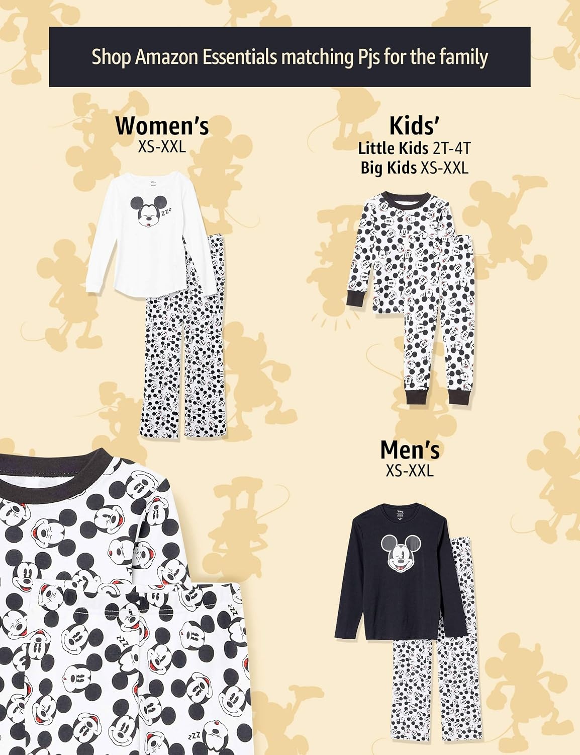 image:imageAmazon Essentials Disney Marvel Star Wars Boys and Toddlers SnugFit Cotton Pajama Sleepwear SetsMickey Vibes