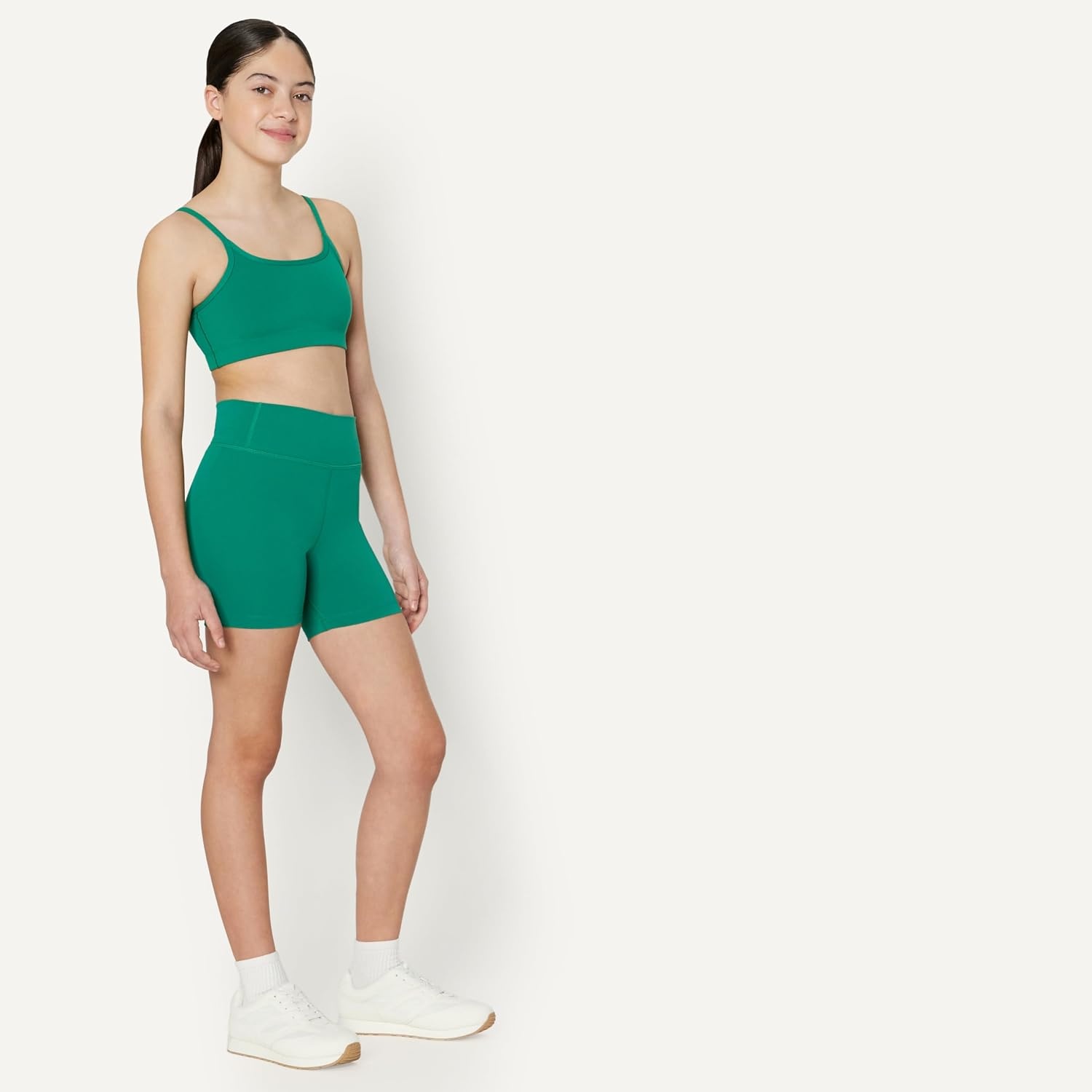 image:imageAmazon Essentials Girls Athletic FormFlex Buttery Soft Dance Cartwheel Bike ShortsEmerald Green