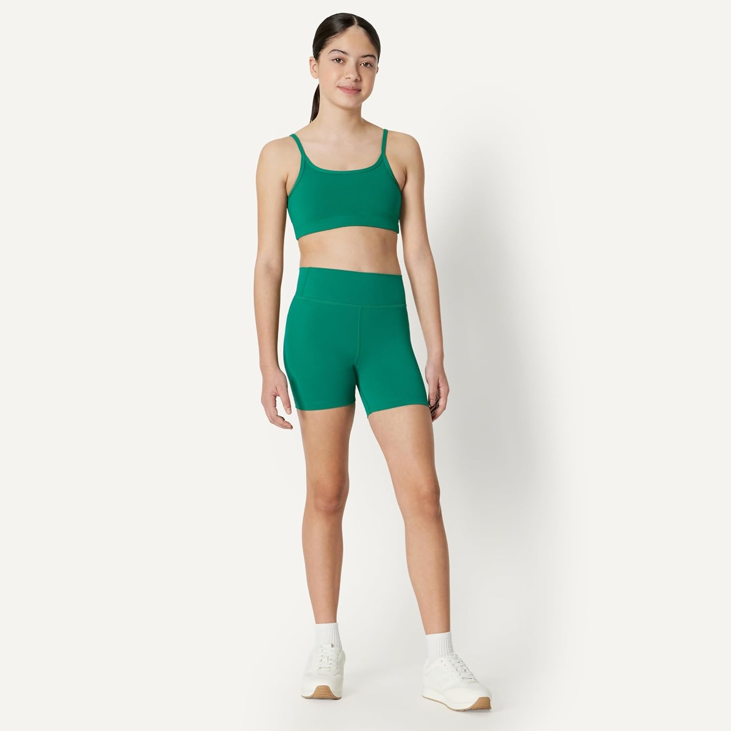 image:imageAmazon Essentials Girls Athletic FormFlex Buttery Soft Dance Cartwheel Bike ShortsEmerald Green