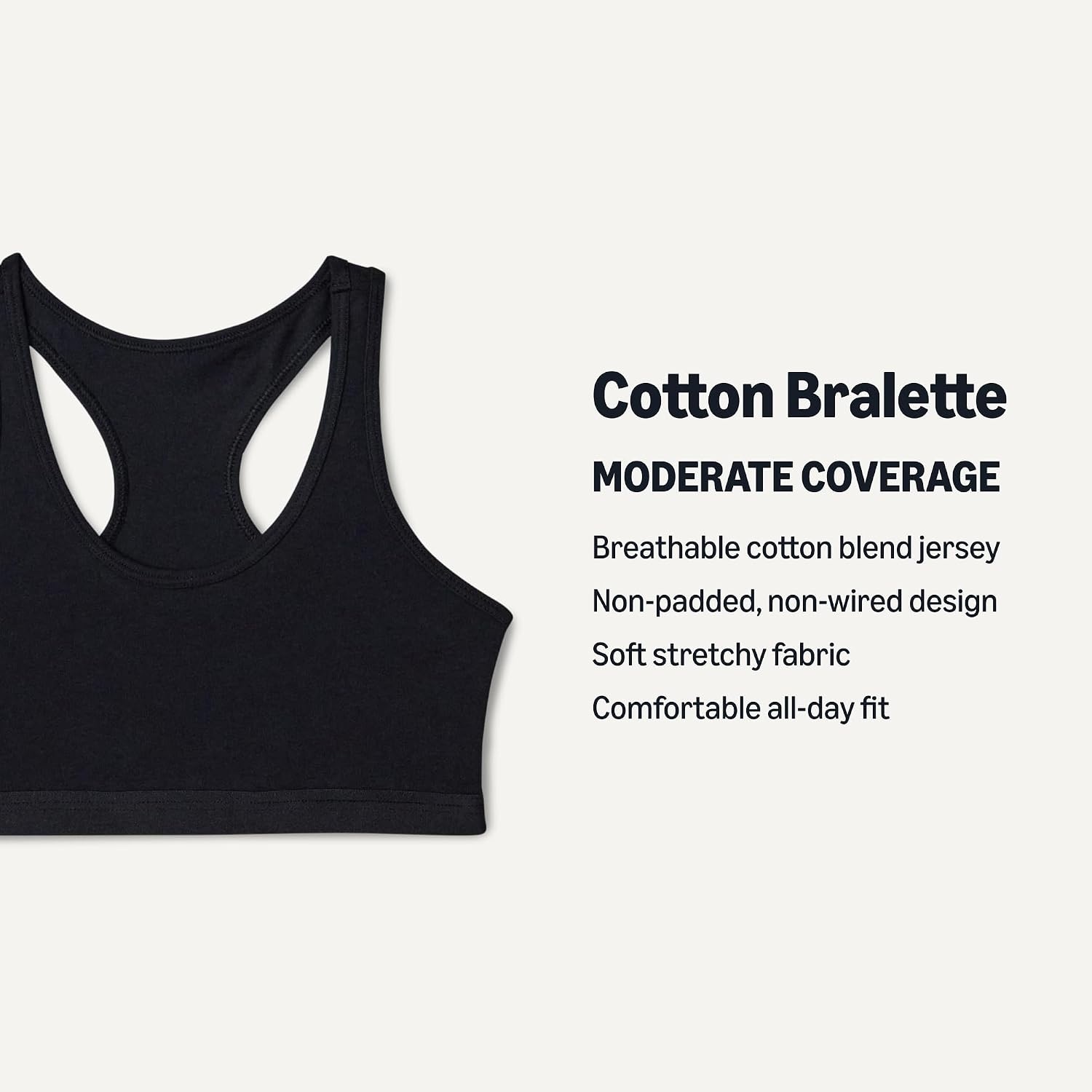 image:imageAmazon Essentials Girls Cotton Jersey Racerback Crop Top BraletteBlack White