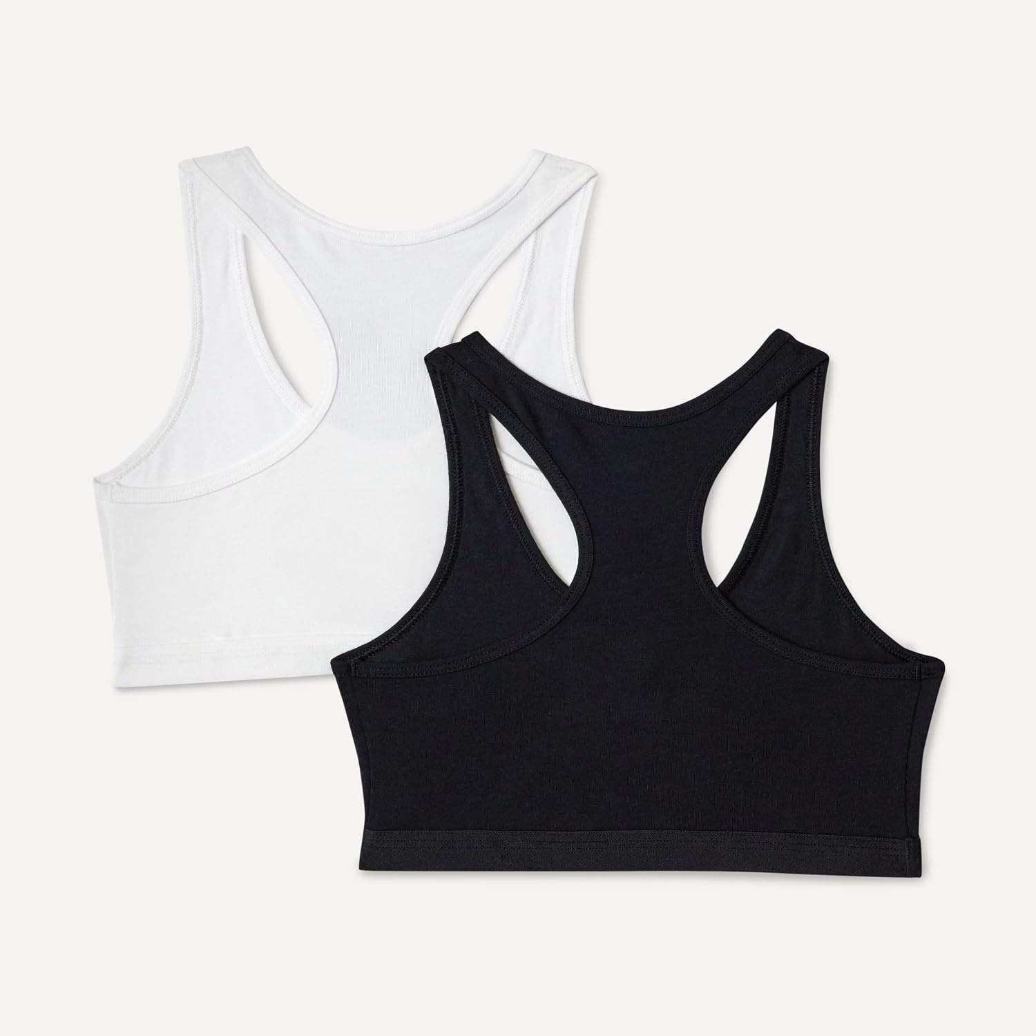 image:imageAmazon Essentials Girls Cotton Jersey Racerback Crop Top BraletteBlack White