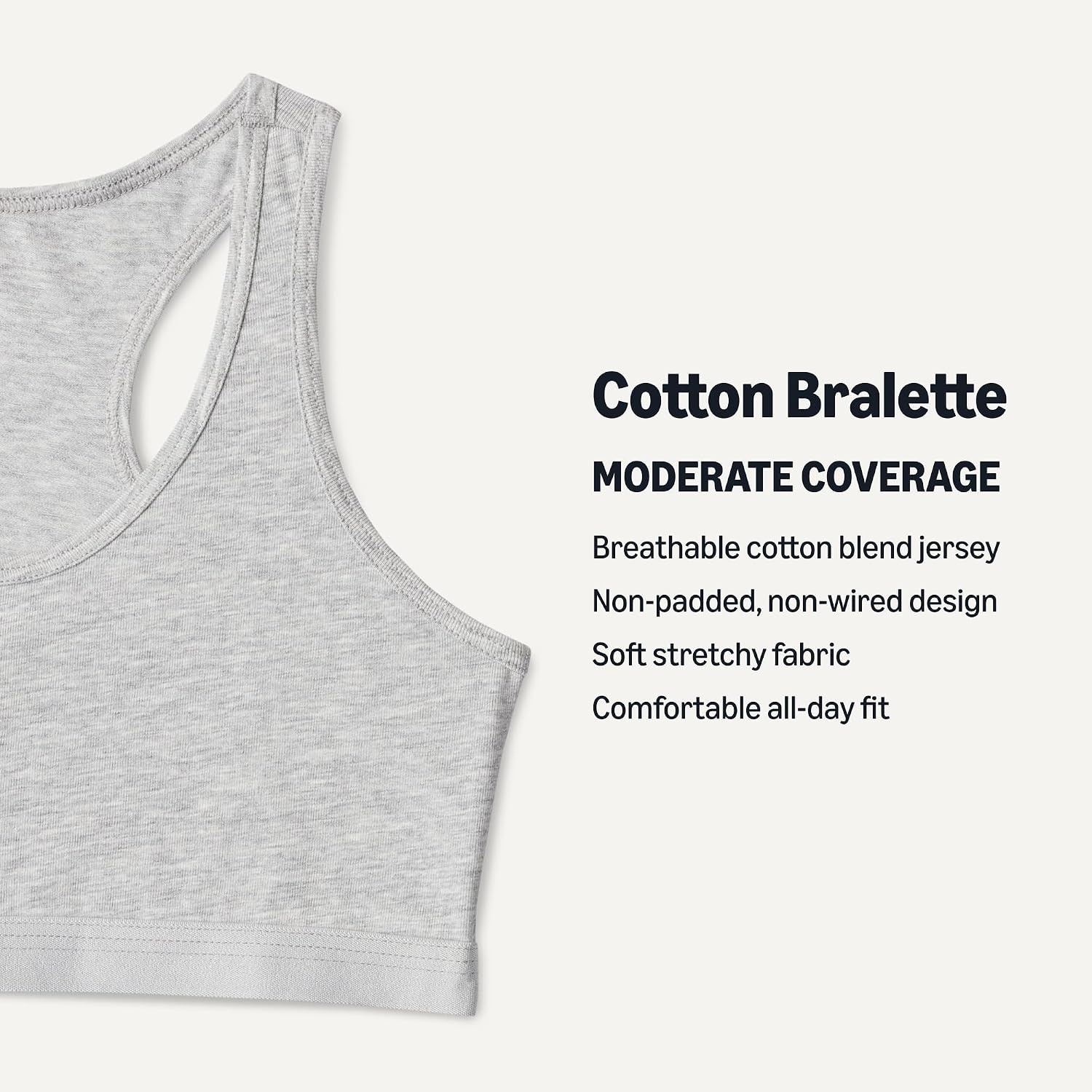image:imageAmazon Essentials Girls Cotton Jersey Racerback Crop Top BraletteMedium Grey Heather Pale Pink