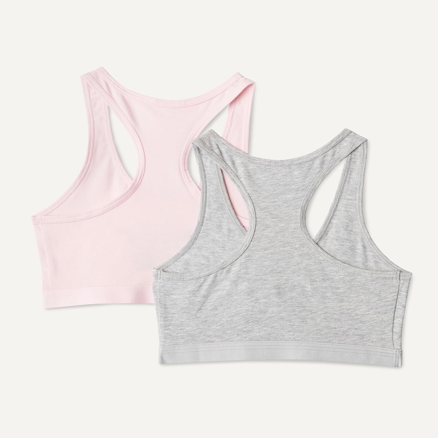 image:imageAmazon Essentials Girls Cotton Jersey Racerback Crop Top BraletteMedium Grey Heather Pale Pink