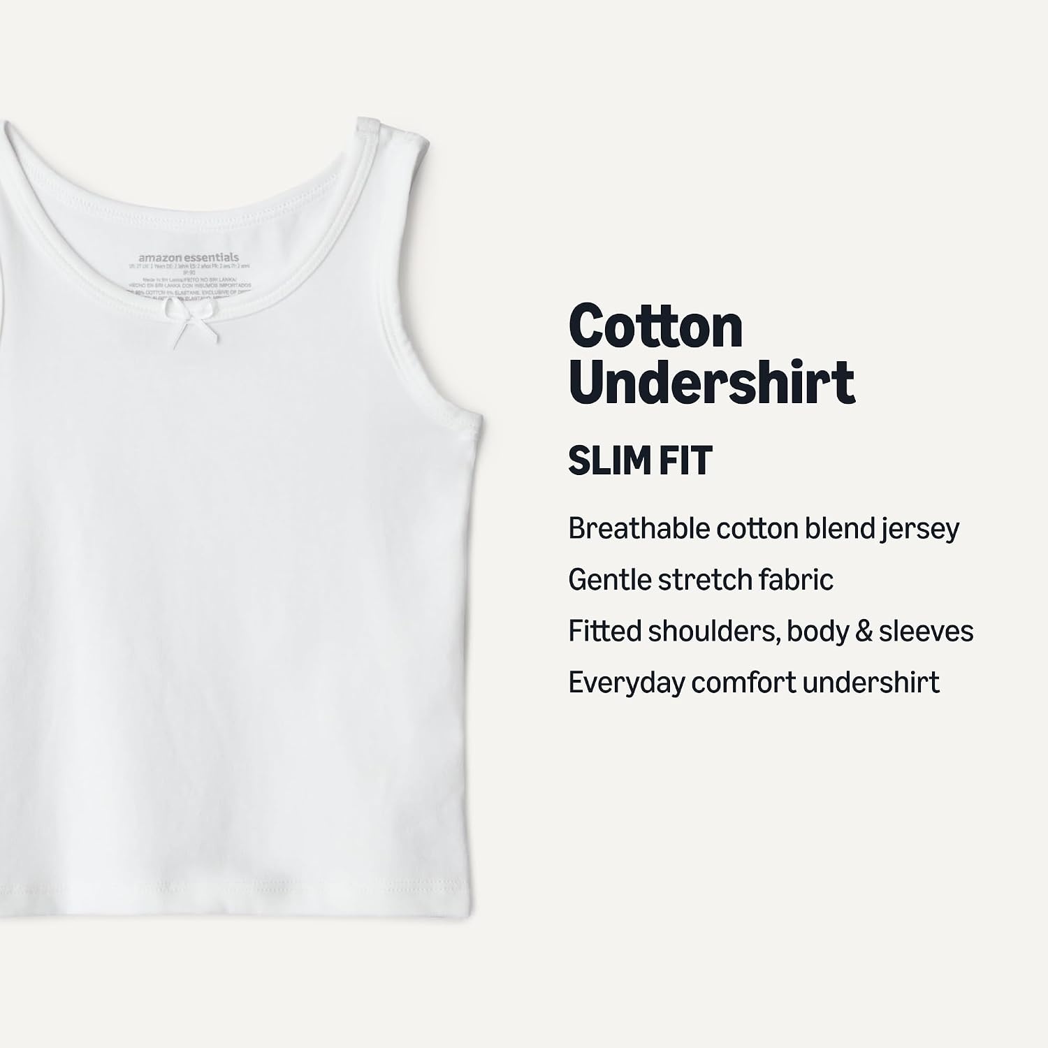 image:imageAmazon Essentials Girls Cotton Jersey Tank Top UndershirtWhite