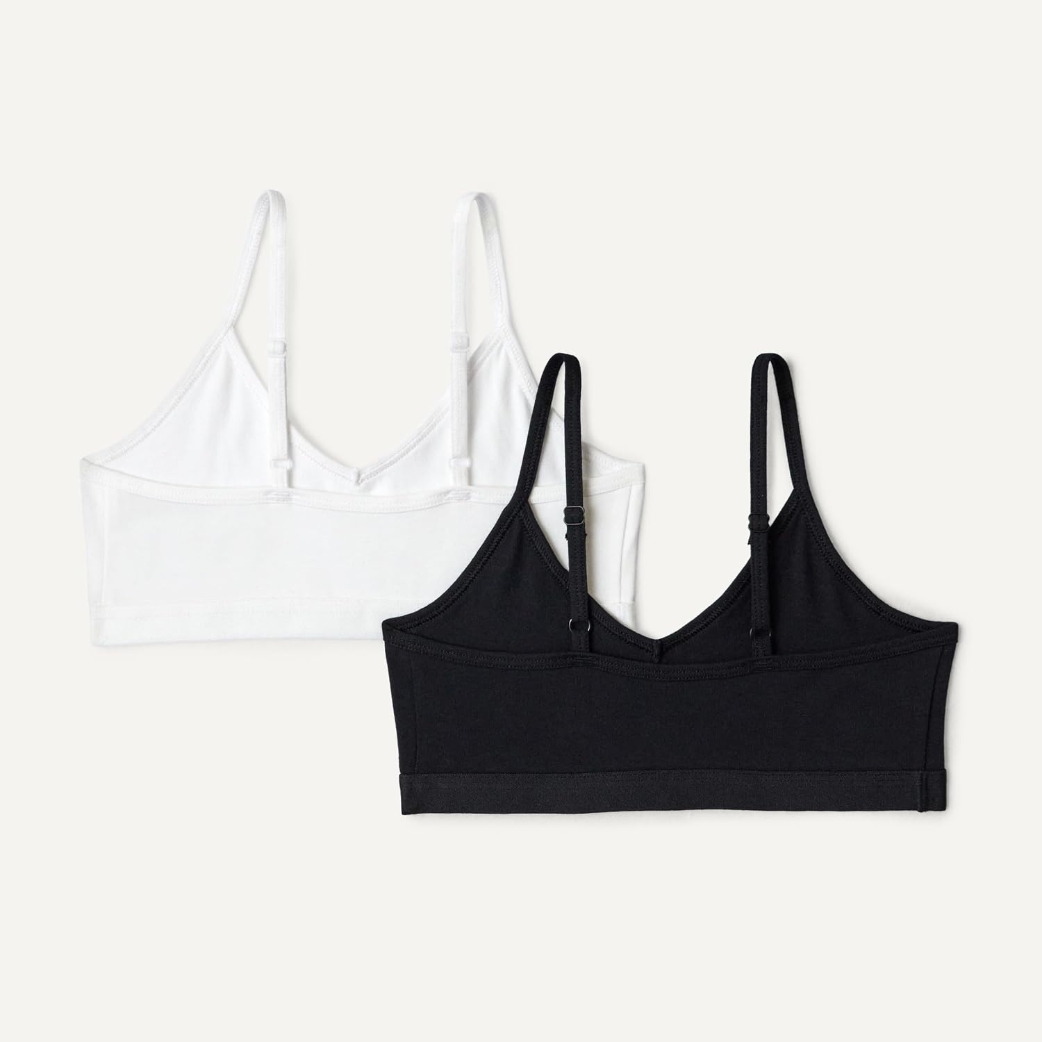 image:imageAmazon Essentials Girls Cotton Jersey VNeck Training BralettesBlack White
