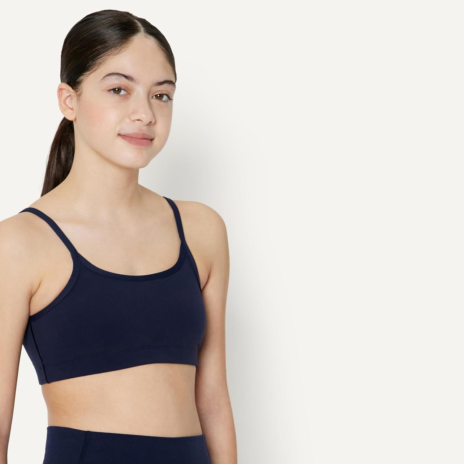 image:imageAmazon Essentials Girls FormFlex Light Support Spaghetti Strap Training Sports BraNavy