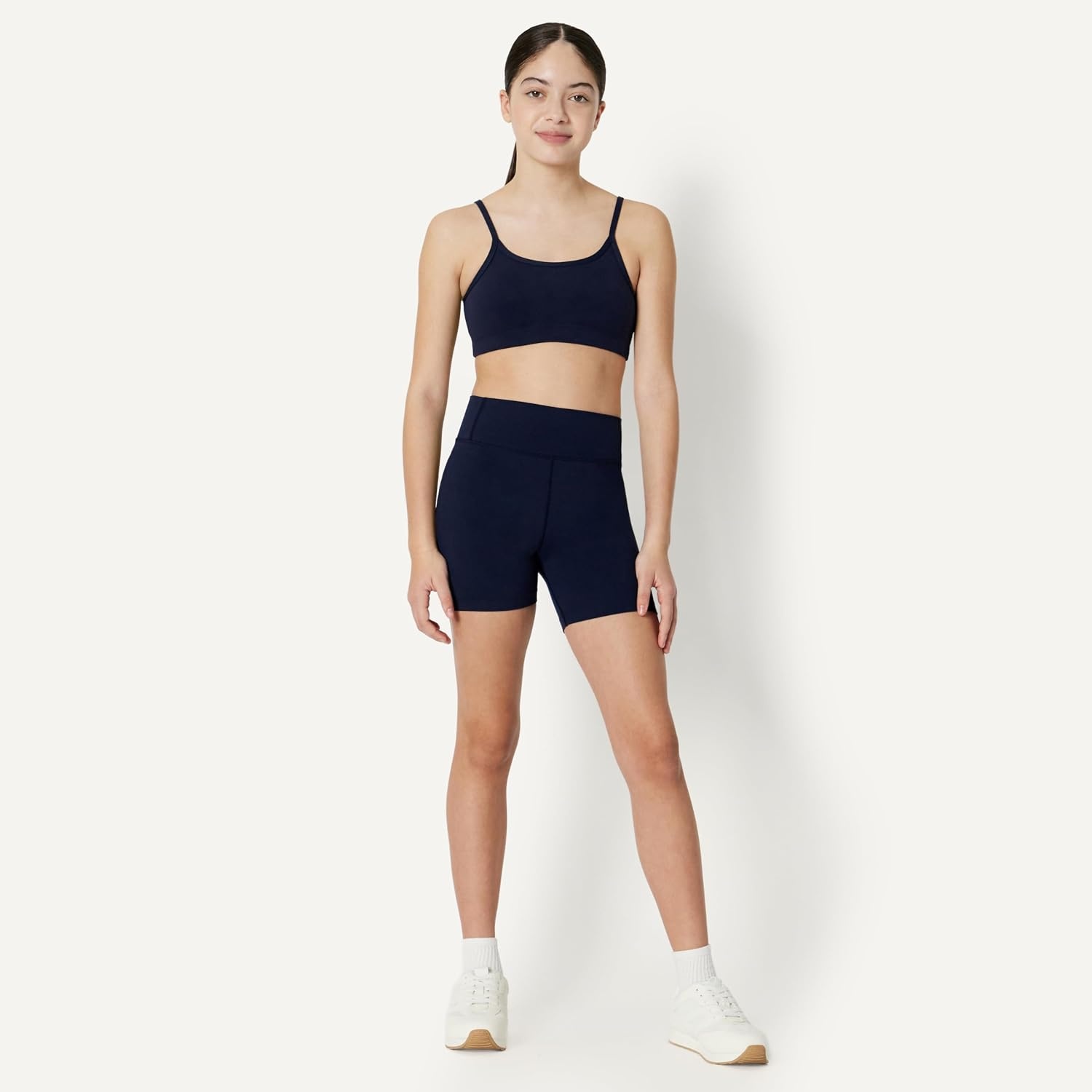 image:imageAmazon Essentials Girls FormFlex Light Support Spaghetti Strap Training Sports BraNavy