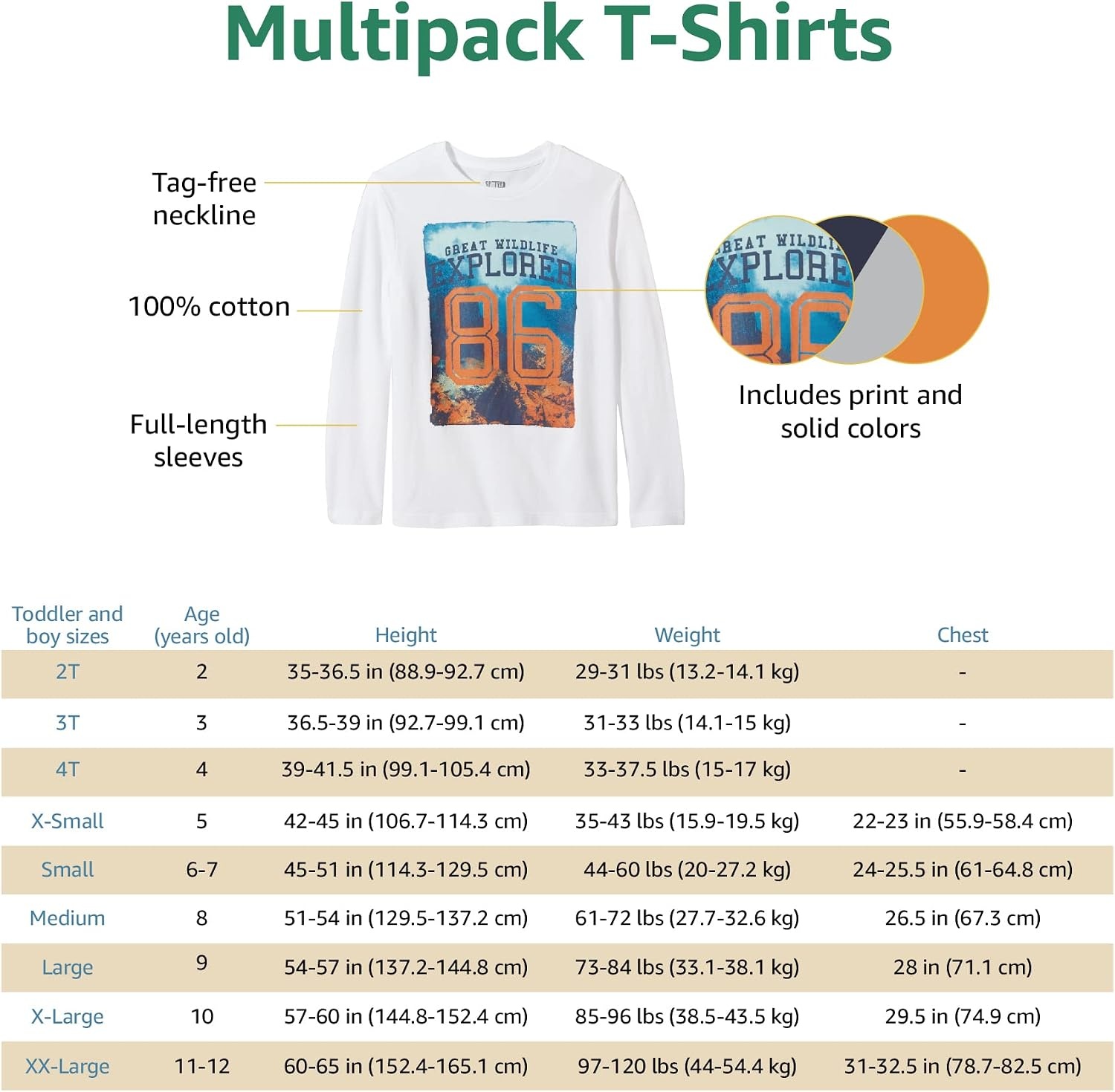 image:imageAmazon Essentials Toddler Boys LongSleeve Cotton TShirts Multipacks5pack Jurassic Rock