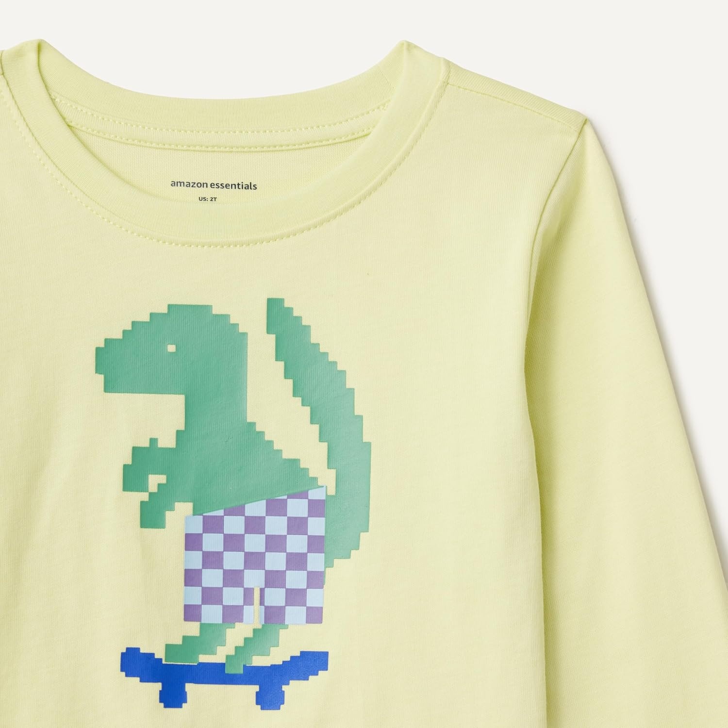 image:imageAmazon Essentials Toddler Boys LongSleeve Cotton TShirts MultipacksPastel Green Pixel Dino