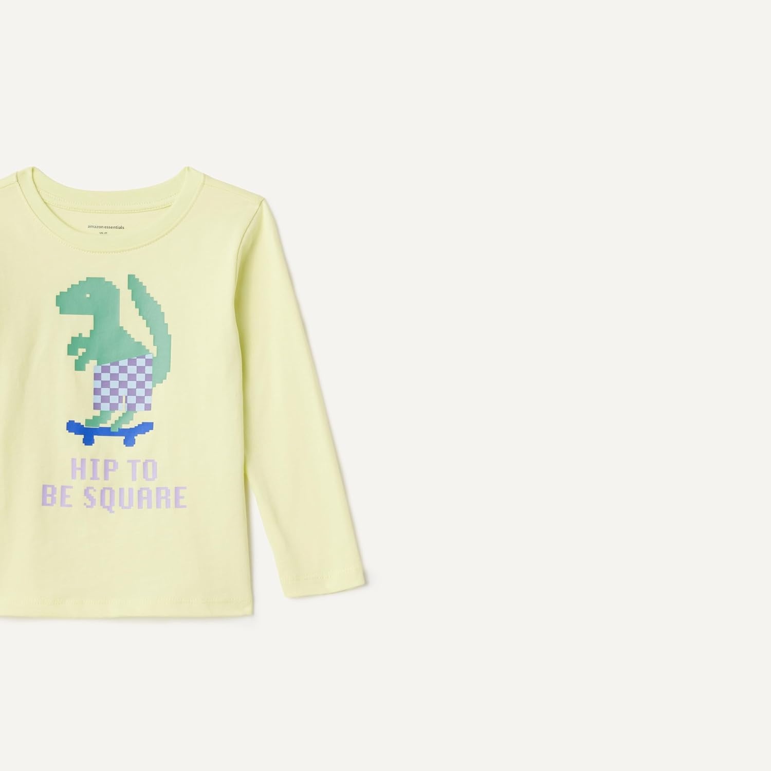 image:imageAmazon Essentials Toddler Boys LongSleeve Cotton TShirts MultipacksPastel Green Pixel Dino