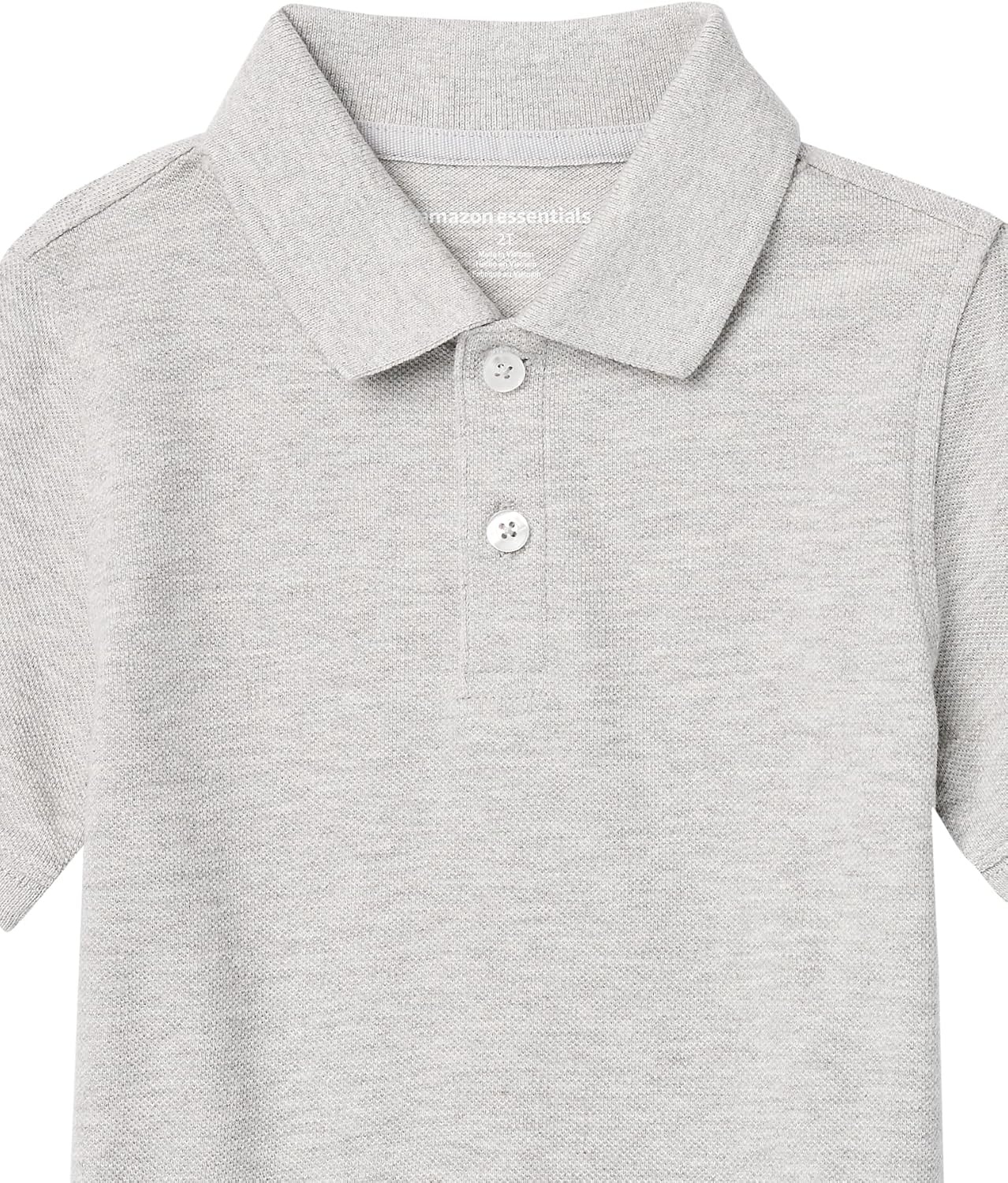 image:imageAmazon Essentials Toddler Boys School Uniform ShortSleeve Pique Polo Shirts Breathable Cotton Button Closure Multipacks5pack Heather Grey