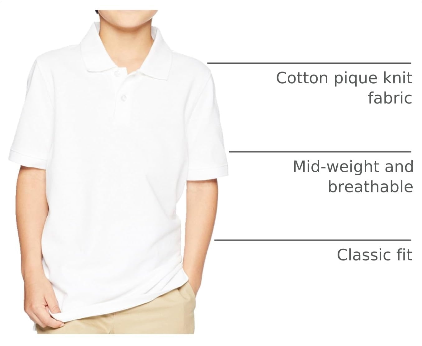 image:imageAmazon Essentials Toddler Boys School Uniform ShortSleeve Pique Polo Shirts Breathable Cotton Button Closure MultipacksBlackWhite