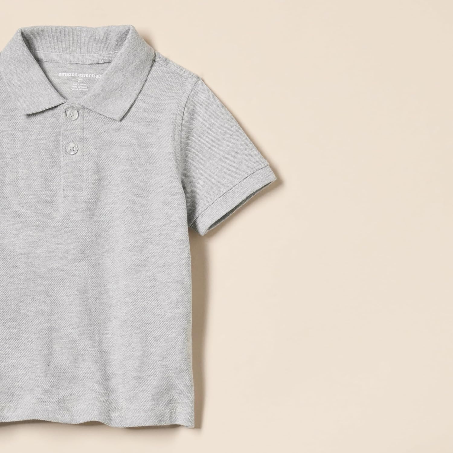image:imageAmazon Essentials Toddler Boys School Uniform ShortSleeve Pique Polo Shirts Breathable Cotton Button Closure MultipacksGrey Heather