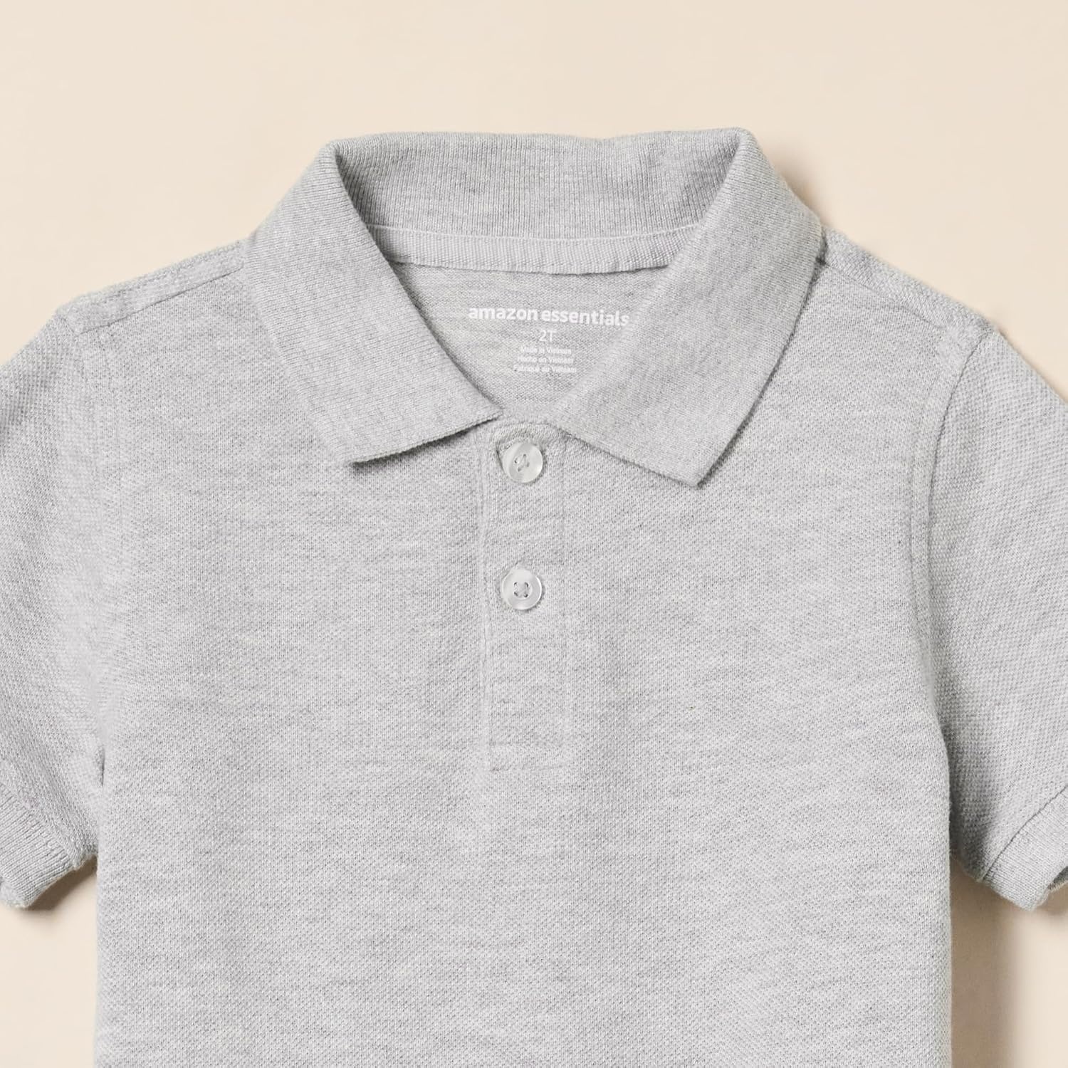 image:imageAmazon Essentials Toddler Boys School Uniform ShortSleeve Pique Polo Shirts Breathable Cotton Button Closure MultipacksGrey Heather