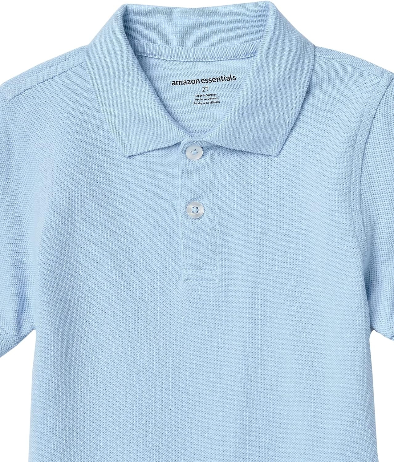 image:imageAmazon Essentials Toddler Boys School Uniform ShortSleeve Pique Polo Shirts Breathable Cotton Button Closure MultipacksLight Blue