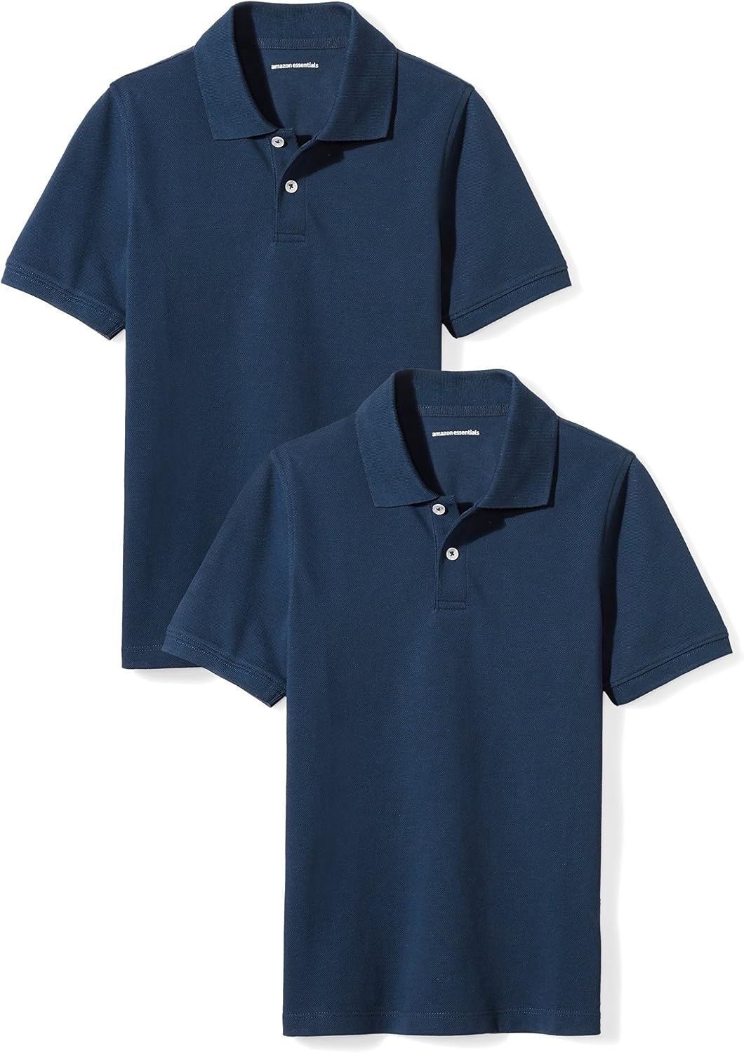 image:imageAmazon Essentials Toddler Boys School Uniform ShortSleeve Pique Polo Shirts Breathable Cotton Button Closure MultipacksNavy
